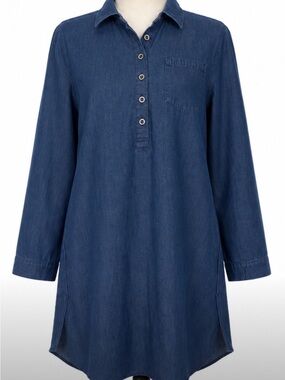 Old Navy Maternity Denim Chambray Shirt Dress Tunic Medium Lightweight Casual